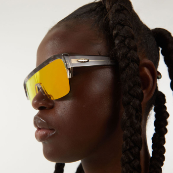 Komono Sonnenbrille Aksel blue leopard, orange verspiegelte Gläser, style
